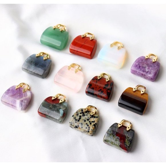 Chakra Stones Hand Carved Gemstone Healing Crystals Handbag Shaped1Pack(AnyColor - Picture 5 of 10